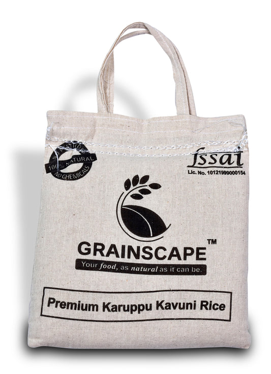 Grainscape Premium Karuppu Kavuni Black Rice 900gm Bag - Naturally harvested