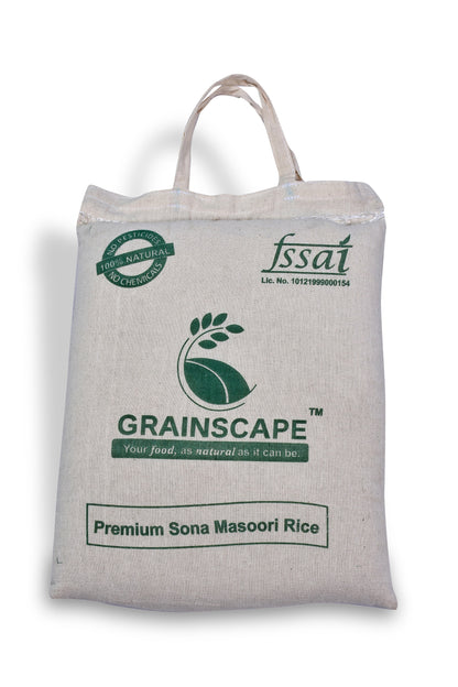 Grainscape Premium Sona Masoori Rice 4.75 kg. Bag - Naturally Harvested