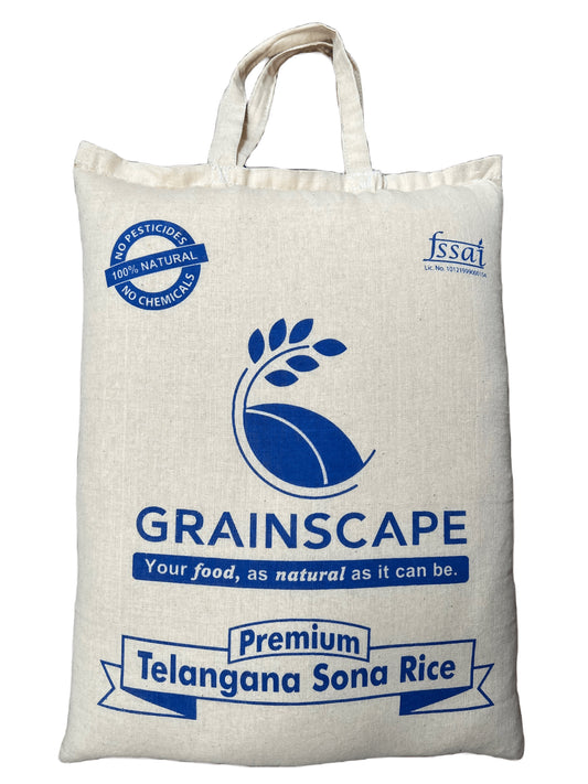 Grainscape Premium Telangana Sona Rice 4.75 kg. Bag - Naturally Harvested